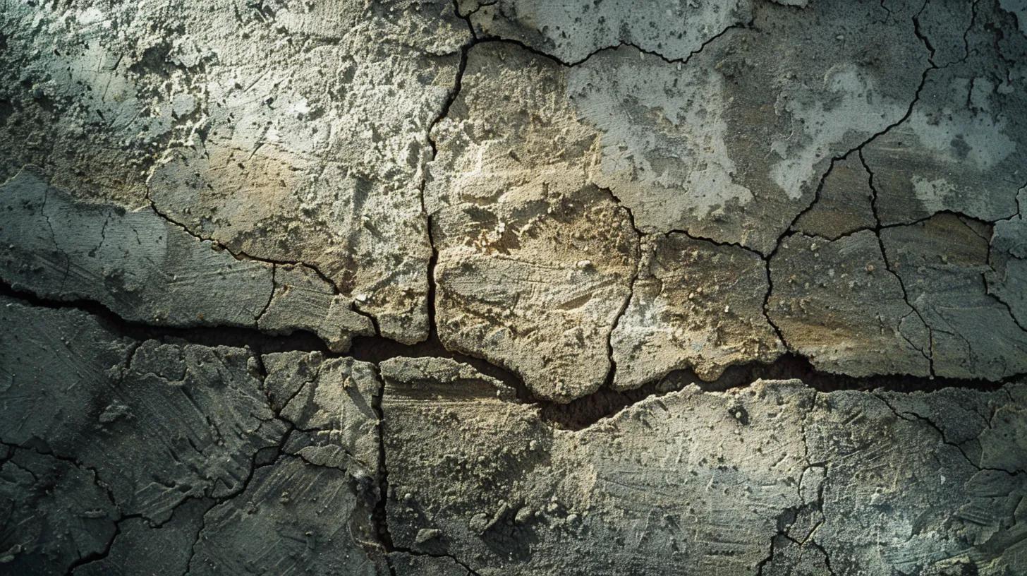 a close-up view of a basement wall showcasing distinct foundation cracks, vividly illustrating varying patterns and widths under harsh fluorescent lighting to emphasize their severity and implications for structural integrity.