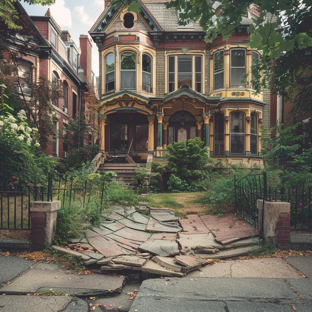 Historic Boston home with visible foundation cracks highlighting structural issues